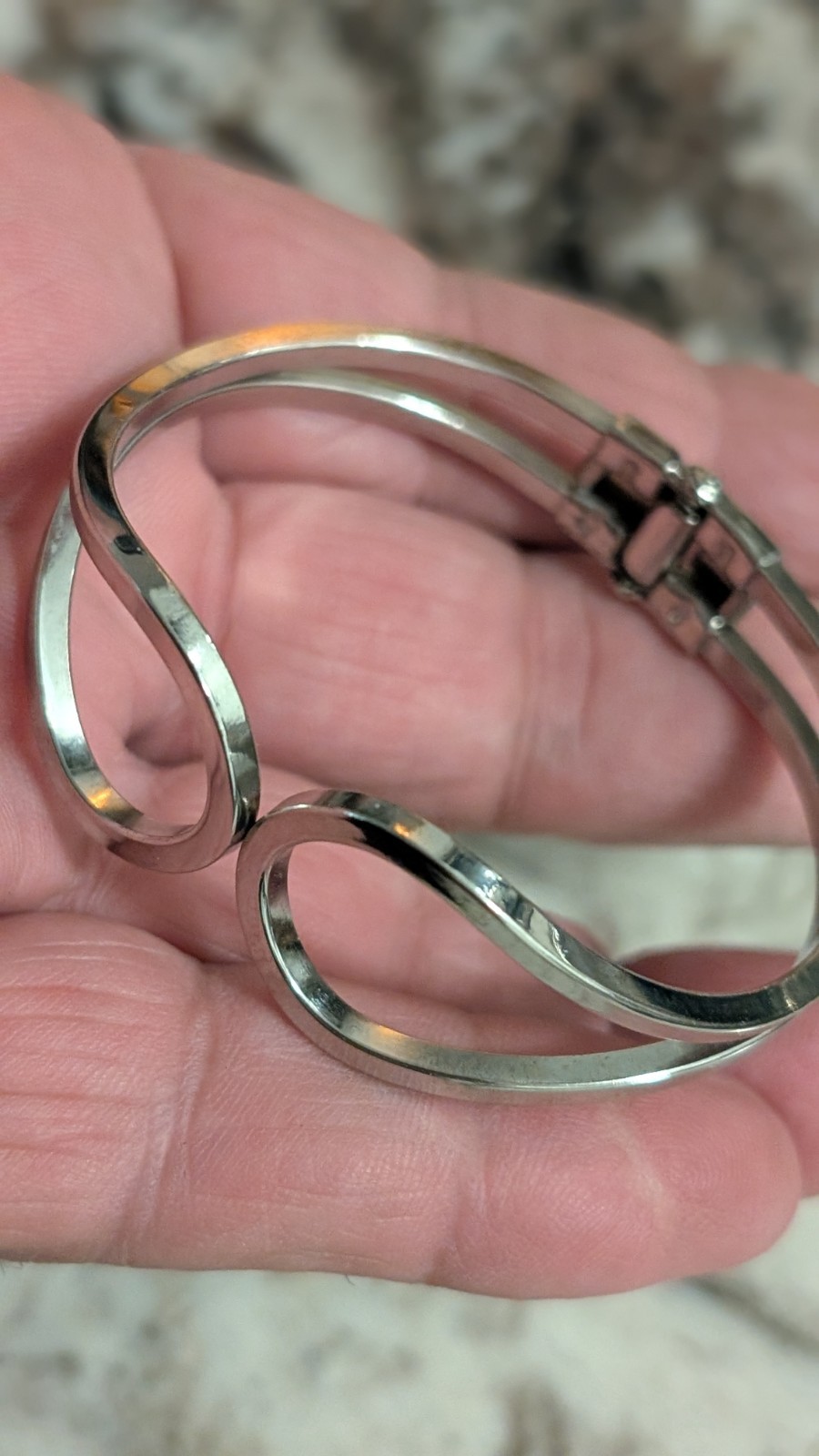 Silver Tone Infinity Double Loop Hinged Bangle Bracelet – Modern…