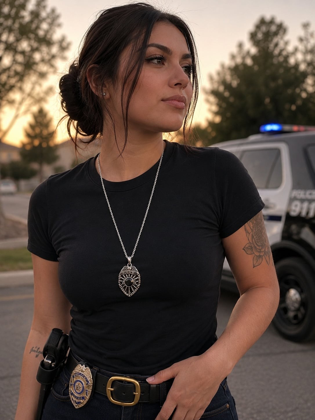 Structure Police Officer Shield Pendant Brass Necklace BNWT unisex