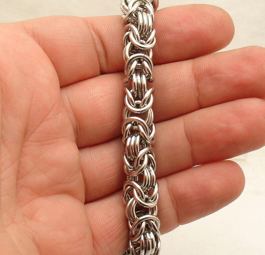 8″ Bold Heavy Round Byzantine Link Bracelet Lobster Lock Solid Stainless Steel