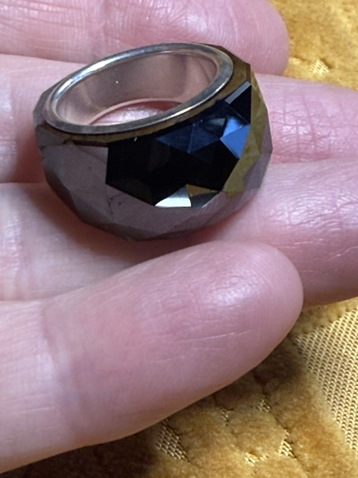 Swarovski Nirvana Faceted Reflective Jet Black Crystal Statement Ring