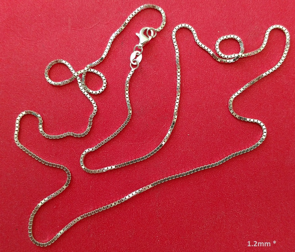Box Chain — Sterling Silver — 1.2mm* — 20 inch* — Made in Italy [BN]