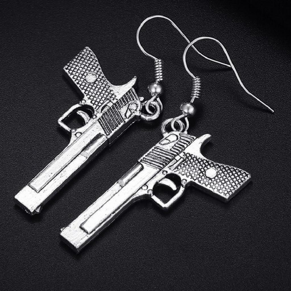 HANDGUN EARRINGS 1.4″ Charm Novelty Weapon Jewelry Gun Pistol Drop Dangle NEW