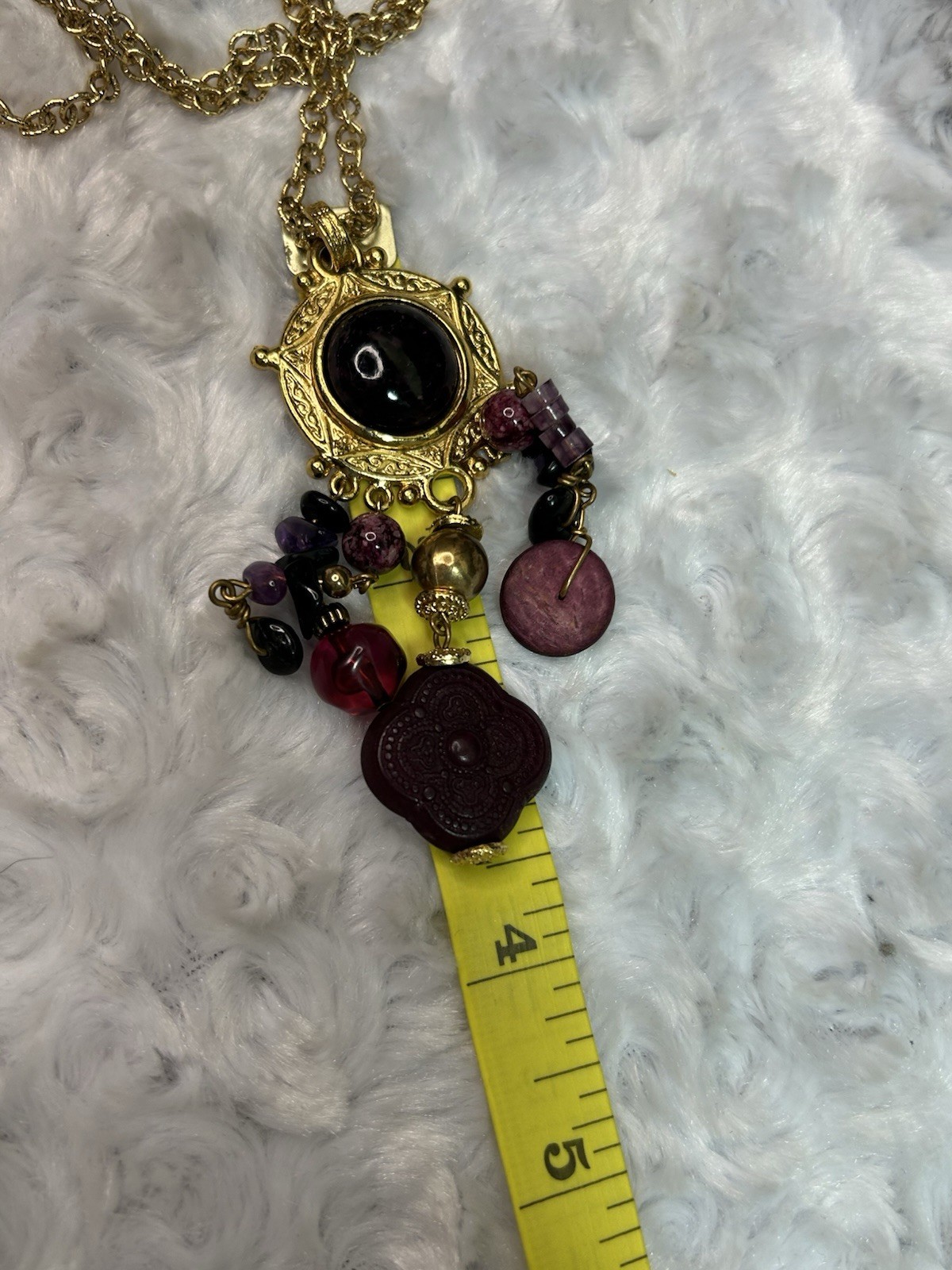 Express Gold Tone Necklace 36” W Black Purple Goldtone Free Shipping!