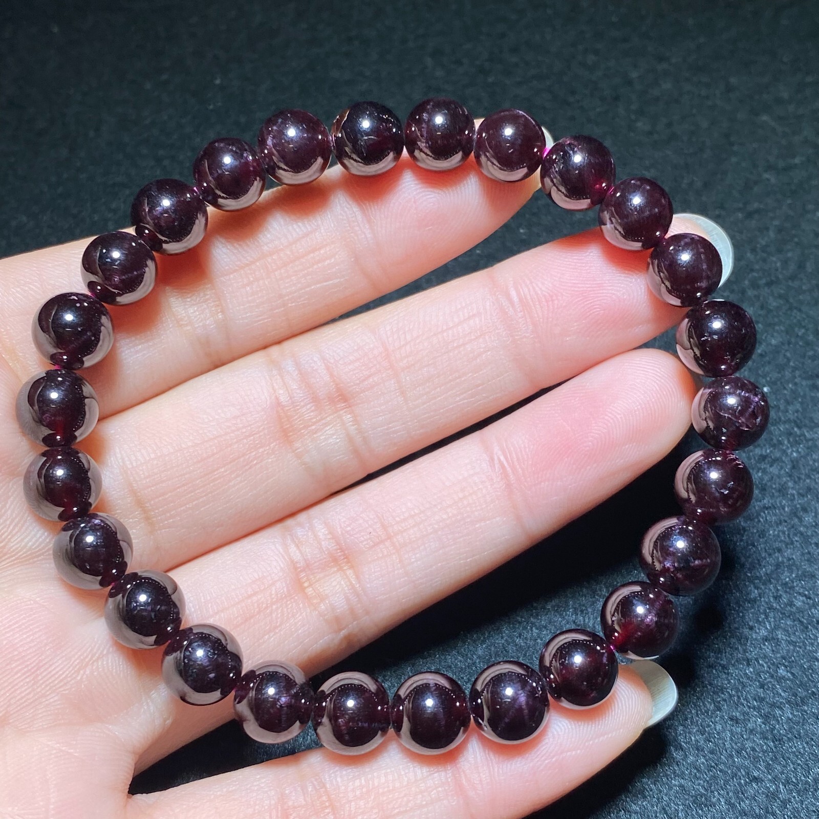 7.8mm Natural Red Starlight Garnet Crystal Beads Bracelet AAAA 1490