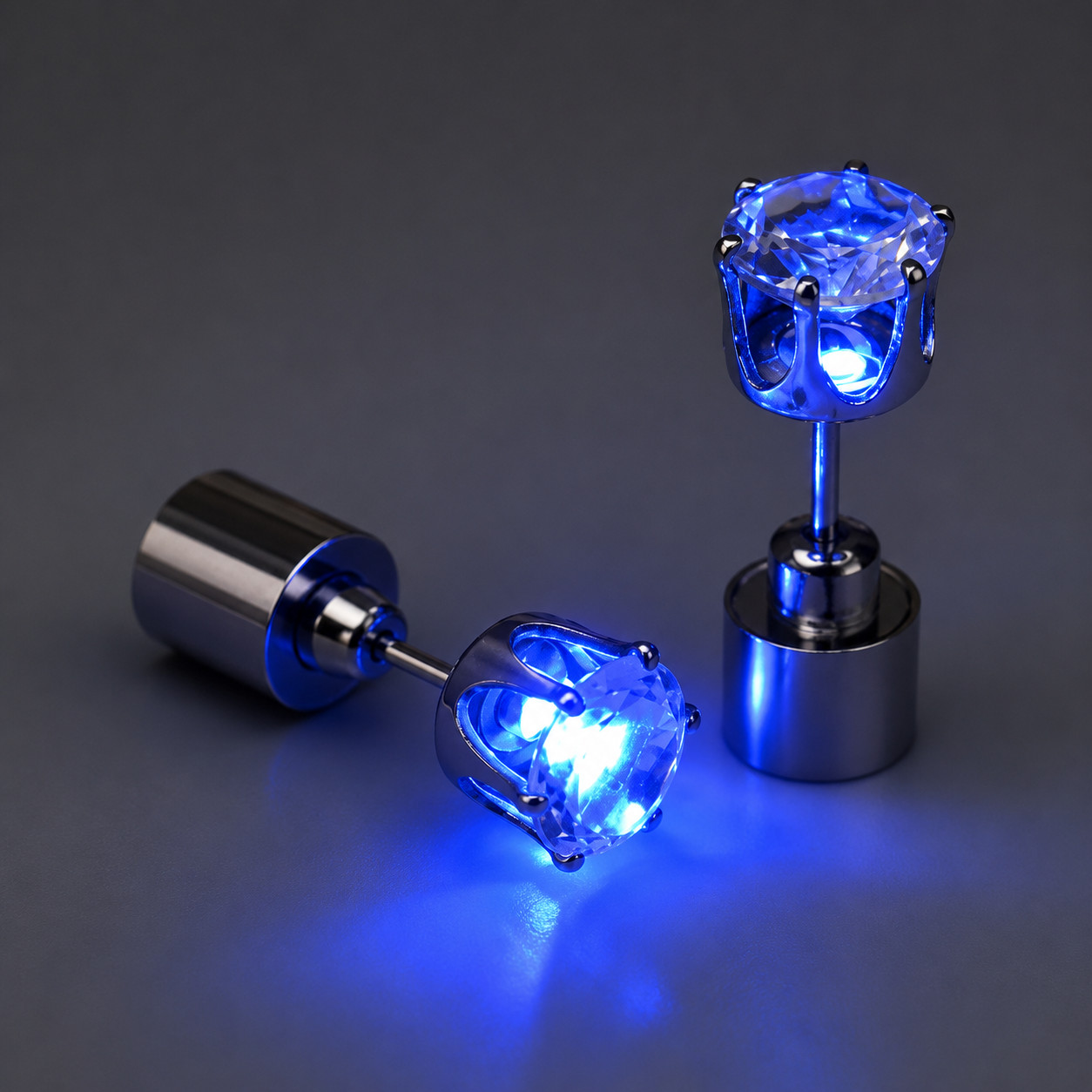 Blue LED Light Up Earrings Glowing Crystal Stud Earrings for Women Girls