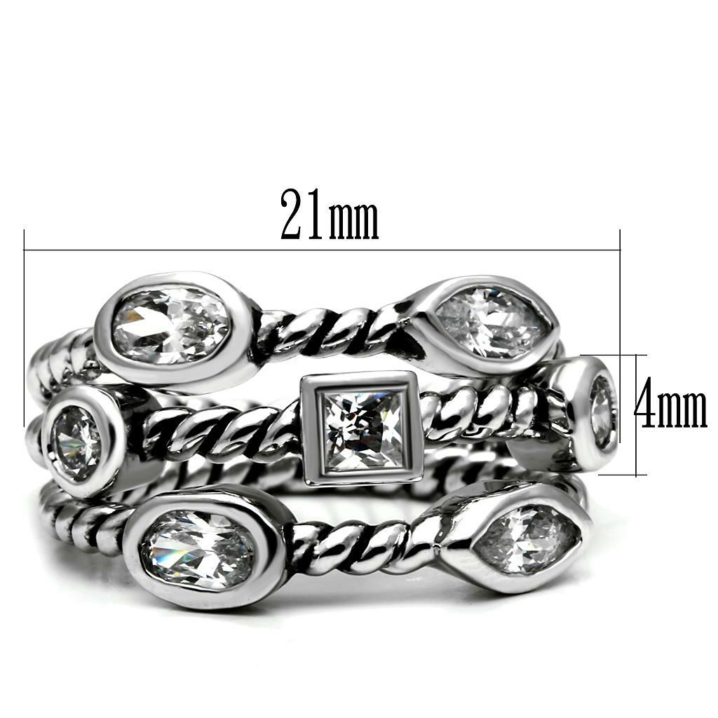 TK2880 – High polished (no plating) Stainless Steel Ring with AAA Grade CZ in