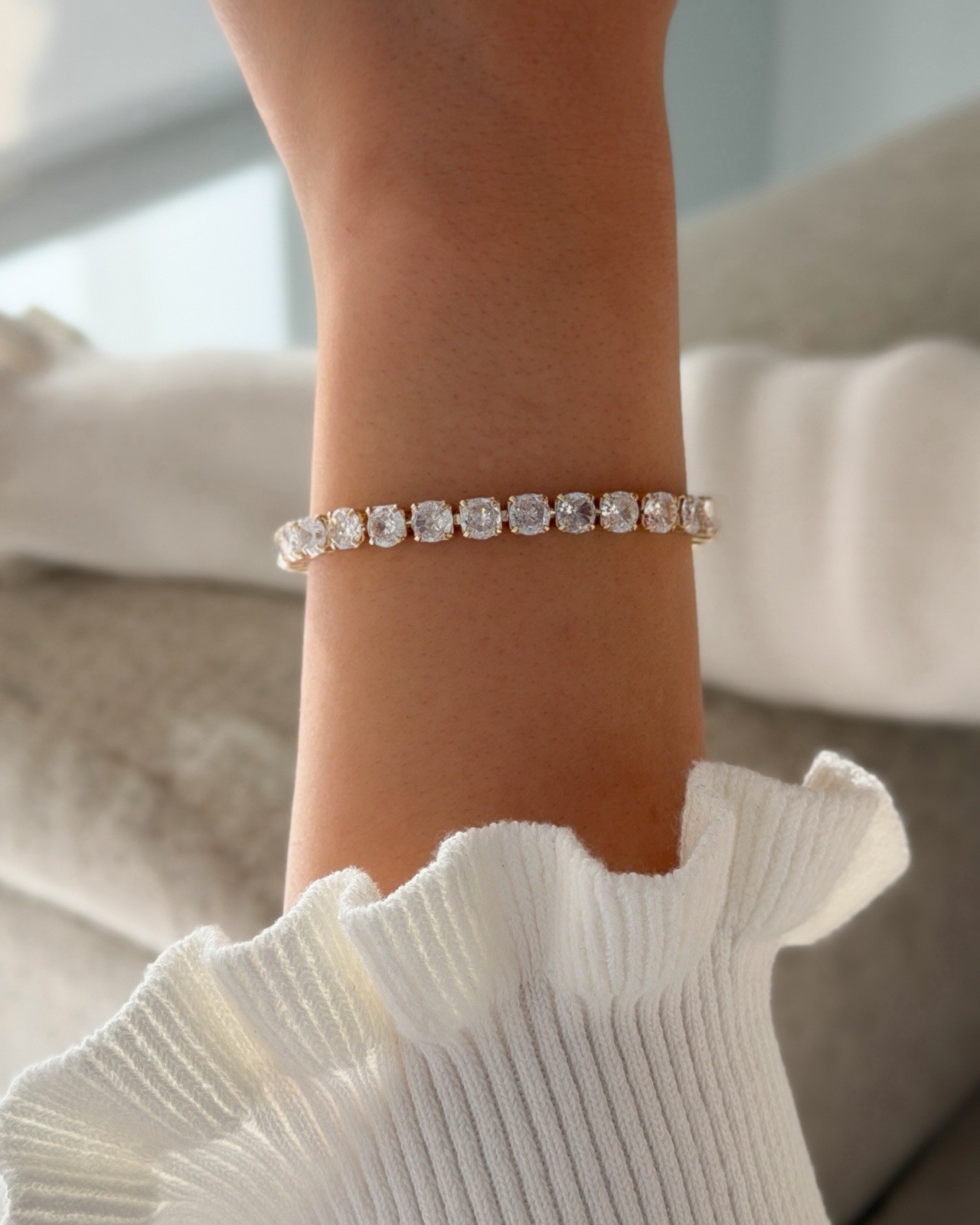 Bold Sparkle Link Tennis Bracelet, Gold-Plated Everyday Fashion Jewelry