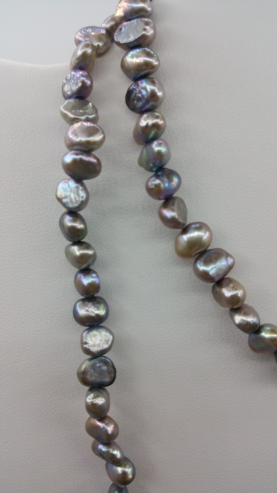 35in Grey Freshwater 4-5mm Potato Button Pearl Necklace Woman Ladies Girls Teens