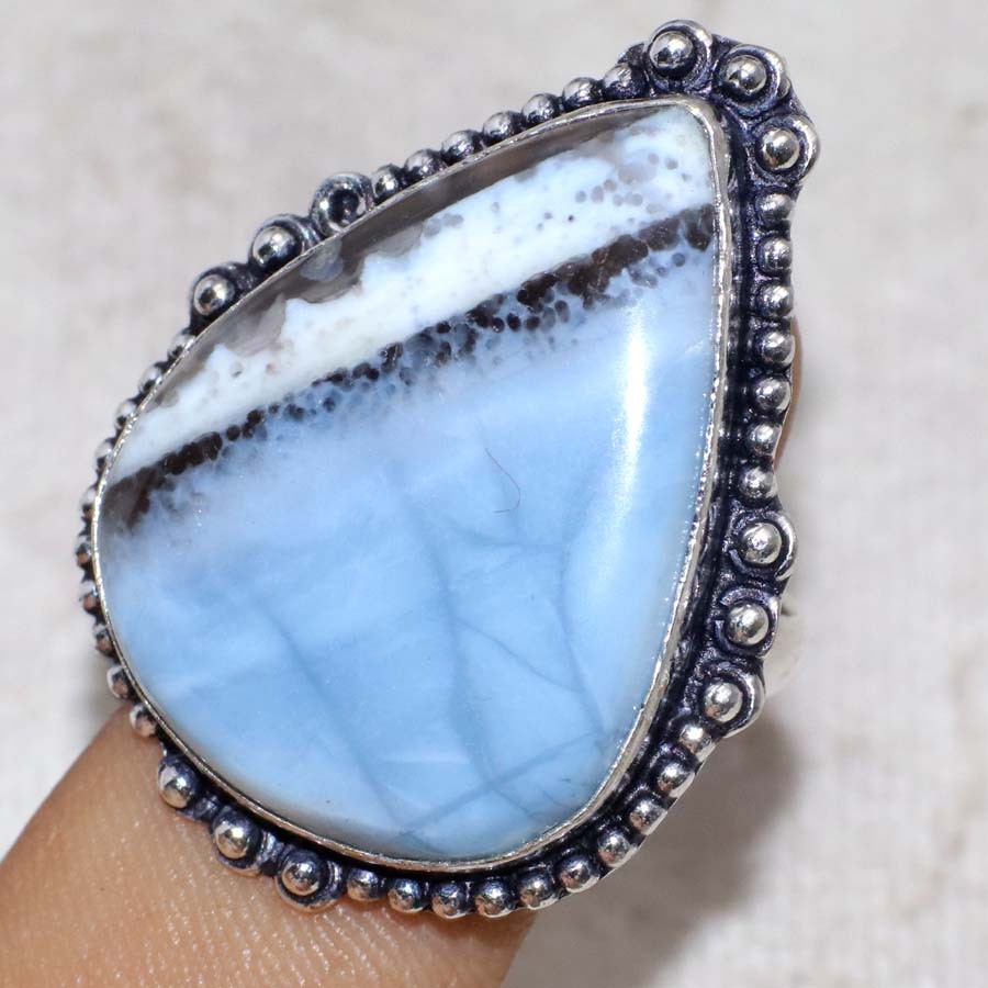 925 Silver Plated Owyhee Blue Opal Ring US 10 Fashion Gifts New Year Vibes MJ