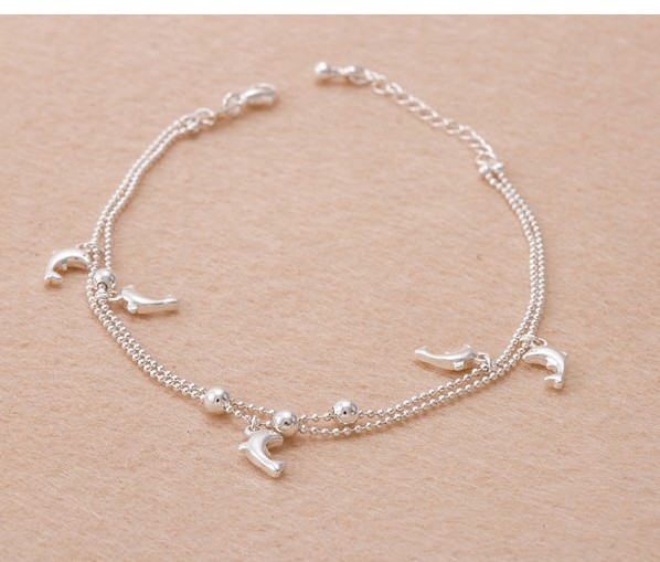 Pretty Dolphin Charm anklet bracelet ankle chain Silver charms Gift Beach