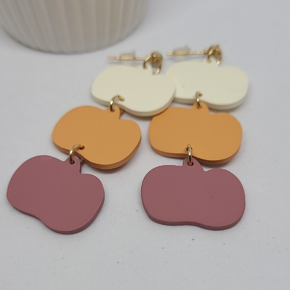Pumpkin Dangle Stud Multi-Color Earrings NWOT Ladies Fall Outdoor Casual Festive