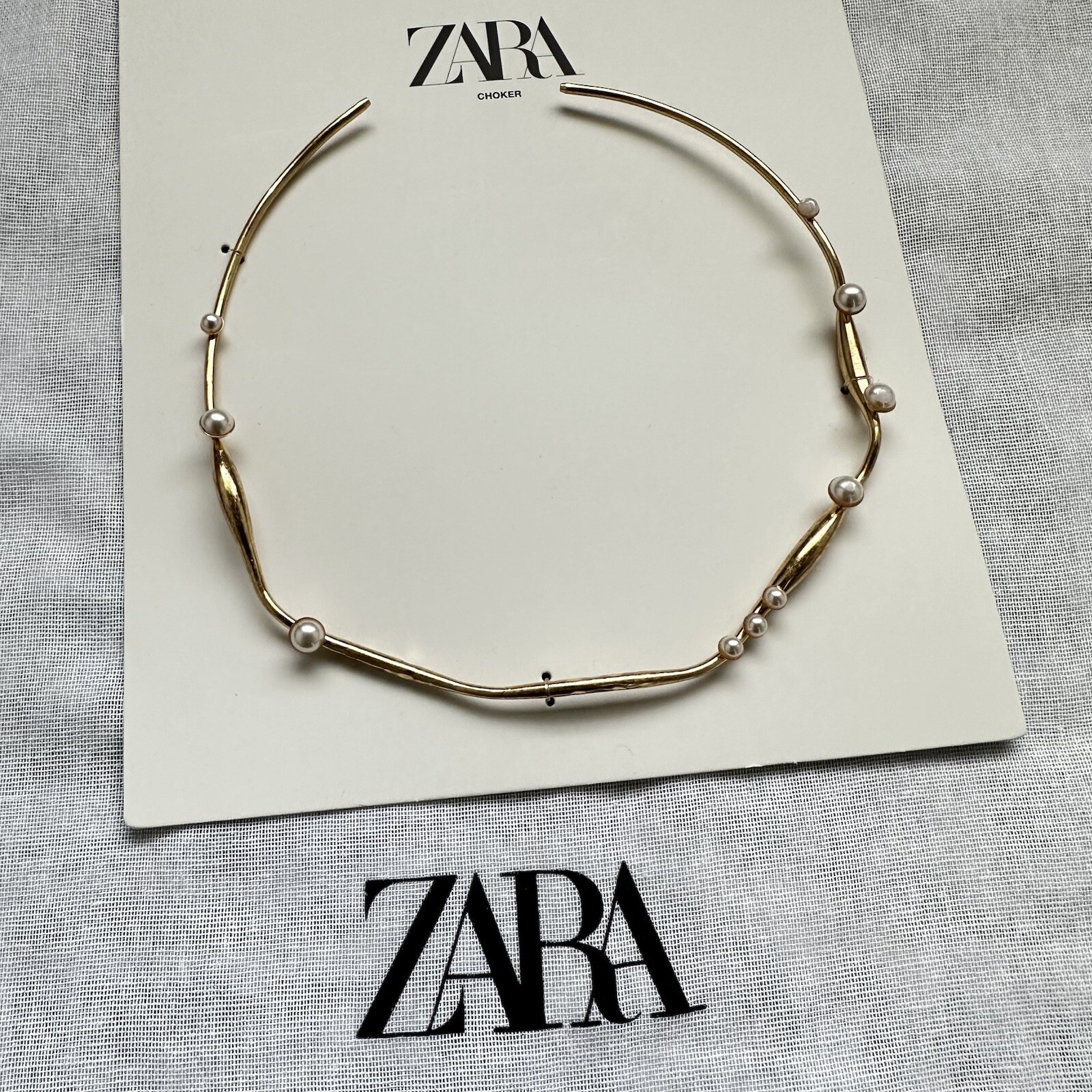 New Zara Mini Pearl Bead Golden Choker Necklace 4548/273