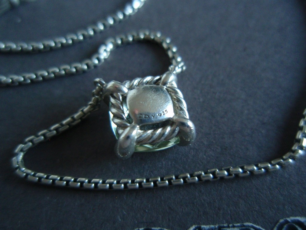 David Yurman Sterling Silver 925 Petite Chatelaine Prasiolite & Diamond Necklace