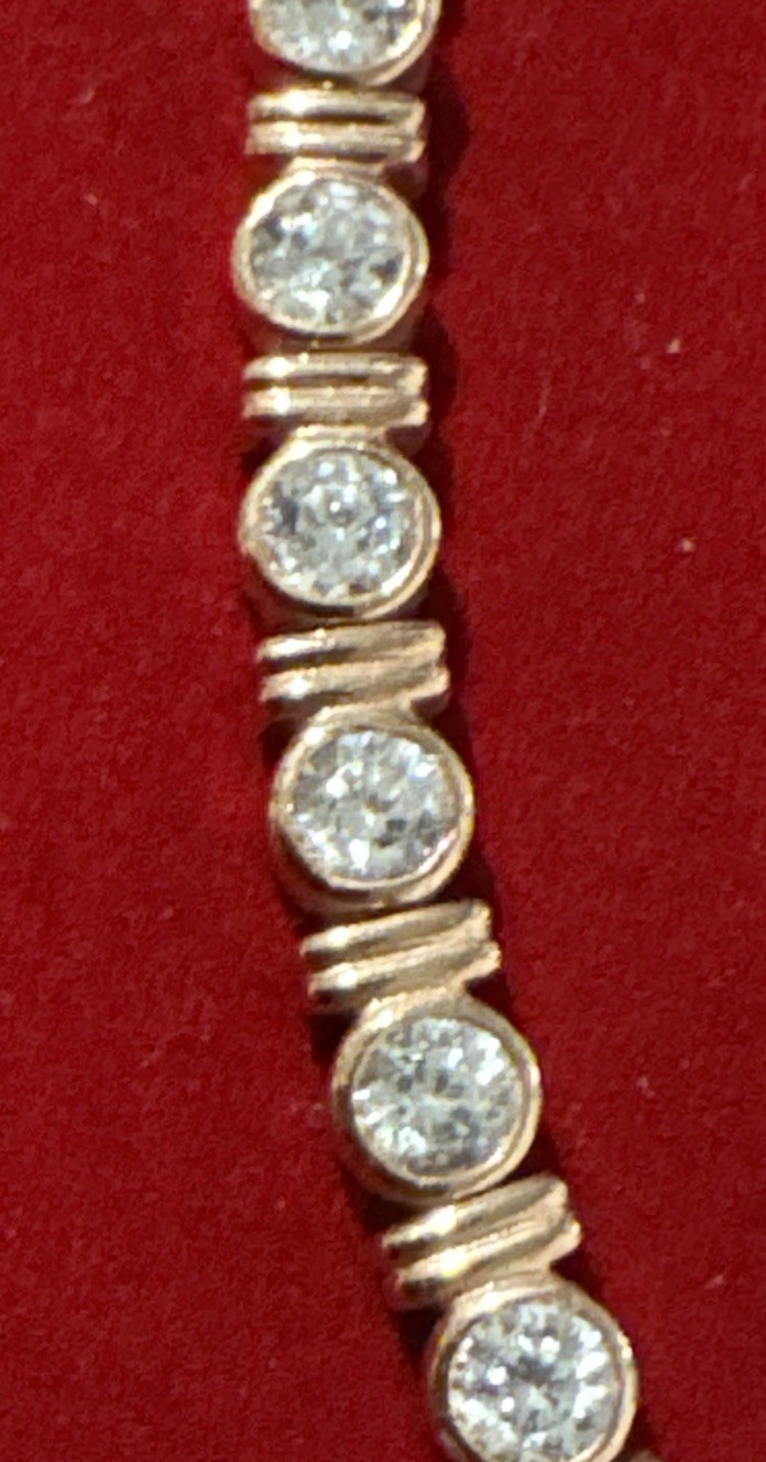Rose Gold Over Sterling Silver .925 CZ Tennis Bracelet – 8.25in – 17.8g TW