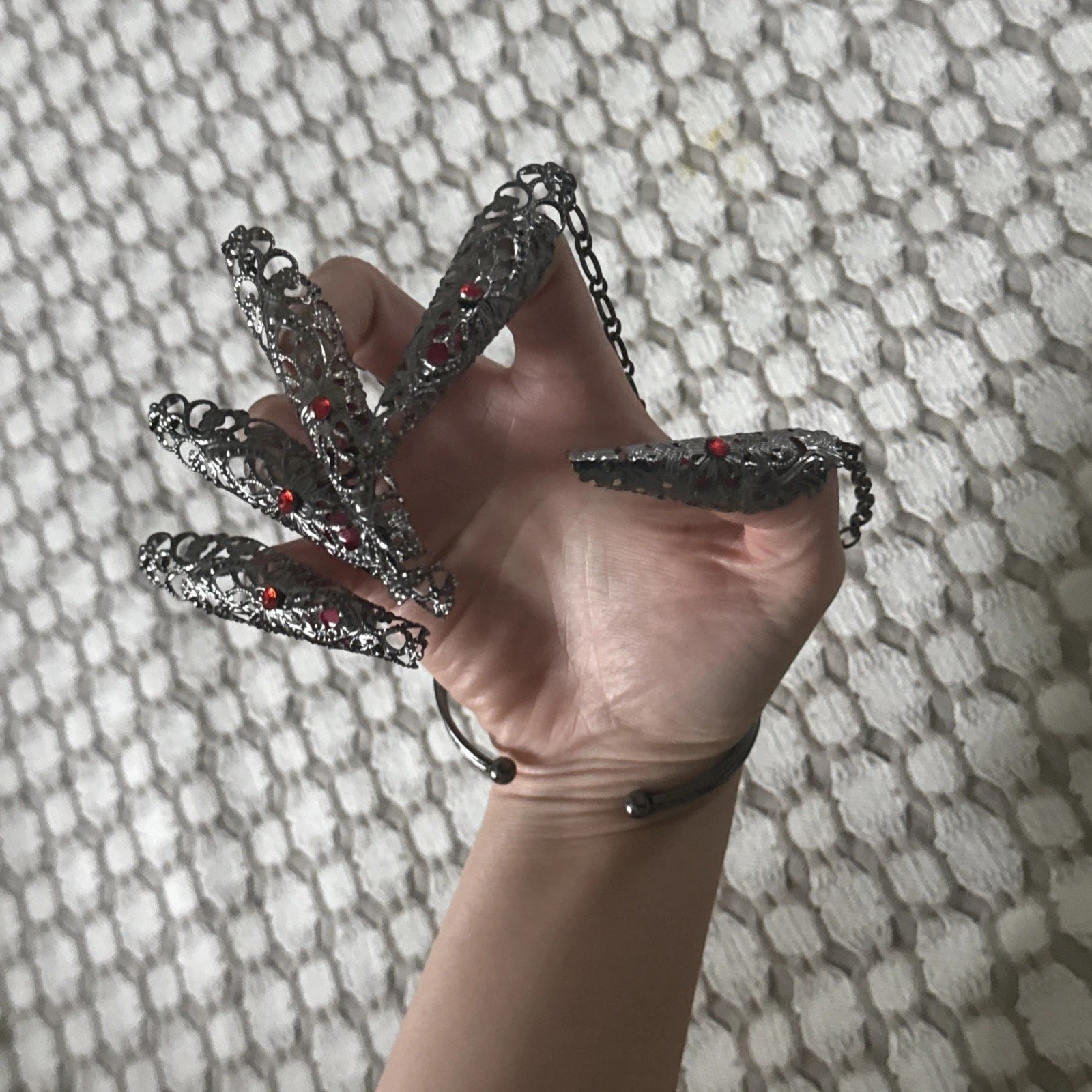 Punk, Metal Hand Chain Finger Bracelet, Gothic Slave Jewelry for Parties & More