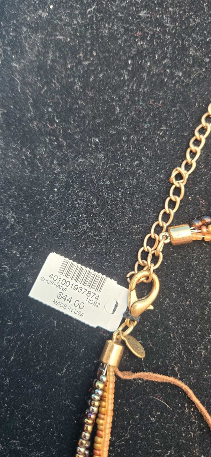 NWT Chicos 20″ Shoshana Beaded Necklace W/Detachable Faux Shell & Metal Pendant