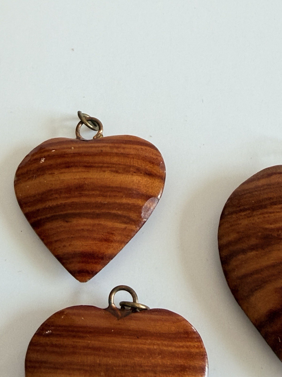 Vintage Wood Heart Jewelry Set Pendant Earrings Boho Rustic Missing Hooks
