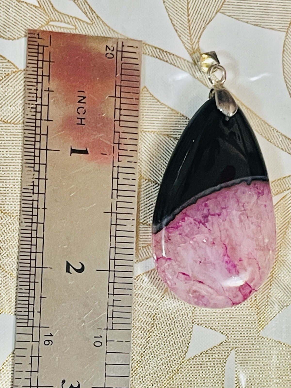 Black/purple Druzy Geode Agate gemstone Teardrop Pendant Silver