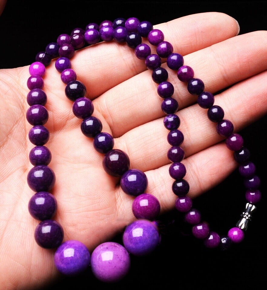 6-14mm Natural Purple Sugilite South Africa Gems Round Beads Necklaces AAA