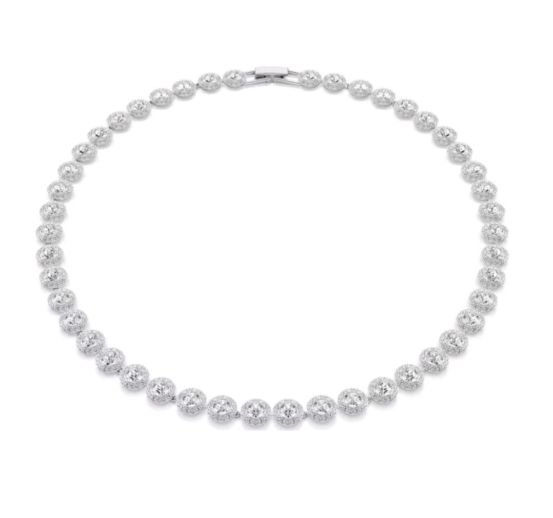 Swarovski Una Angelic necklace Round cut, Medium, White, Rhodium plated