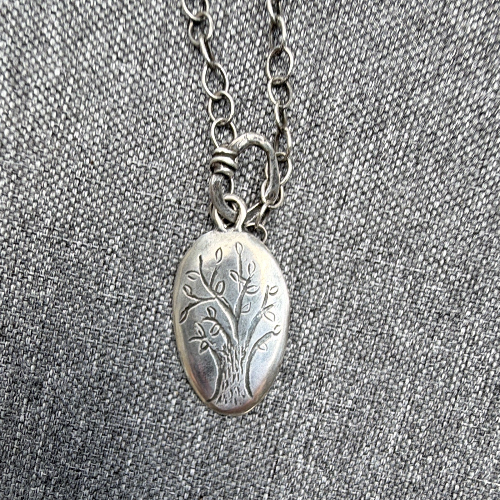 Silpada Silver Beaded Cable Chain Necklace, Engraved Family Oval Charm, Pearl