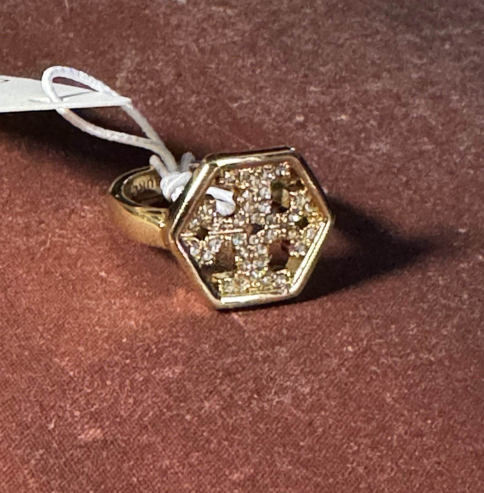 New Tory Burch Hex Pave Delicate Ring Gold. Size 8