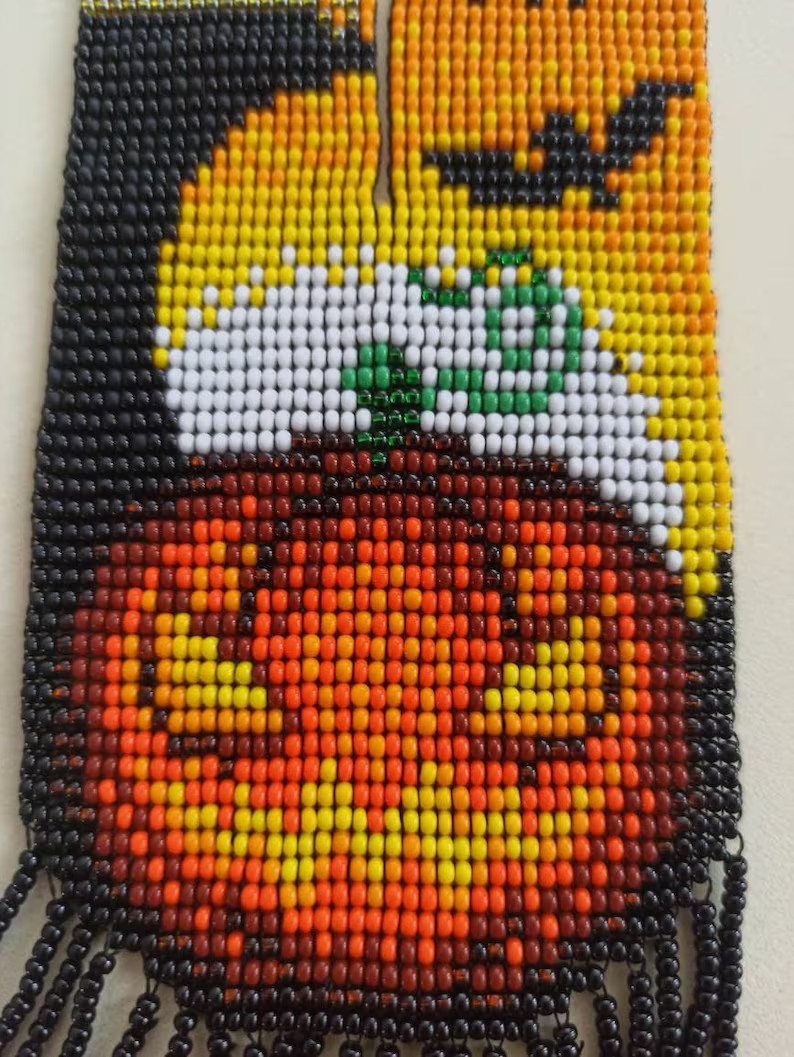 Helloween Handmade Necklace Seed Bead Boho American Style Beaded Multi Strand