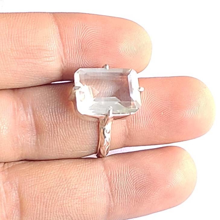Crystal Quartz 925 Sterling Silver Handmade Dainty Fine Ring All Size Available