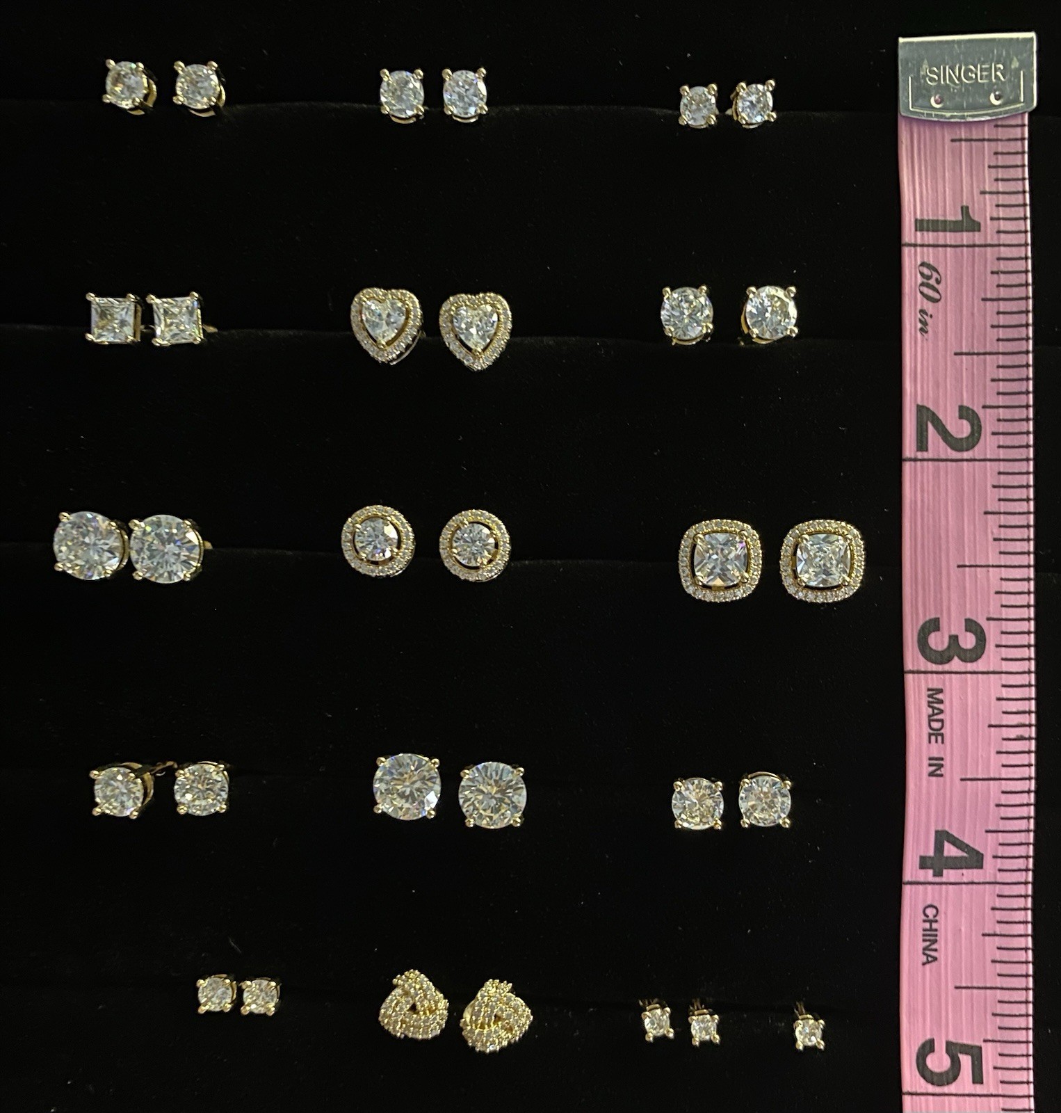 Lot Of 925 Sterling Silver Cubic Zirconia CZ Stud Post Pierced Earrings