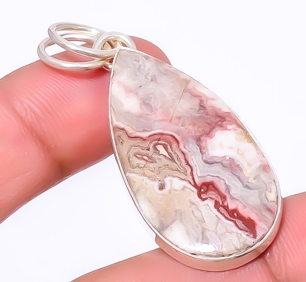 Crazy Lace Agate – Australia 925 Sterling Silver Pendant 1.79″ P6161-39