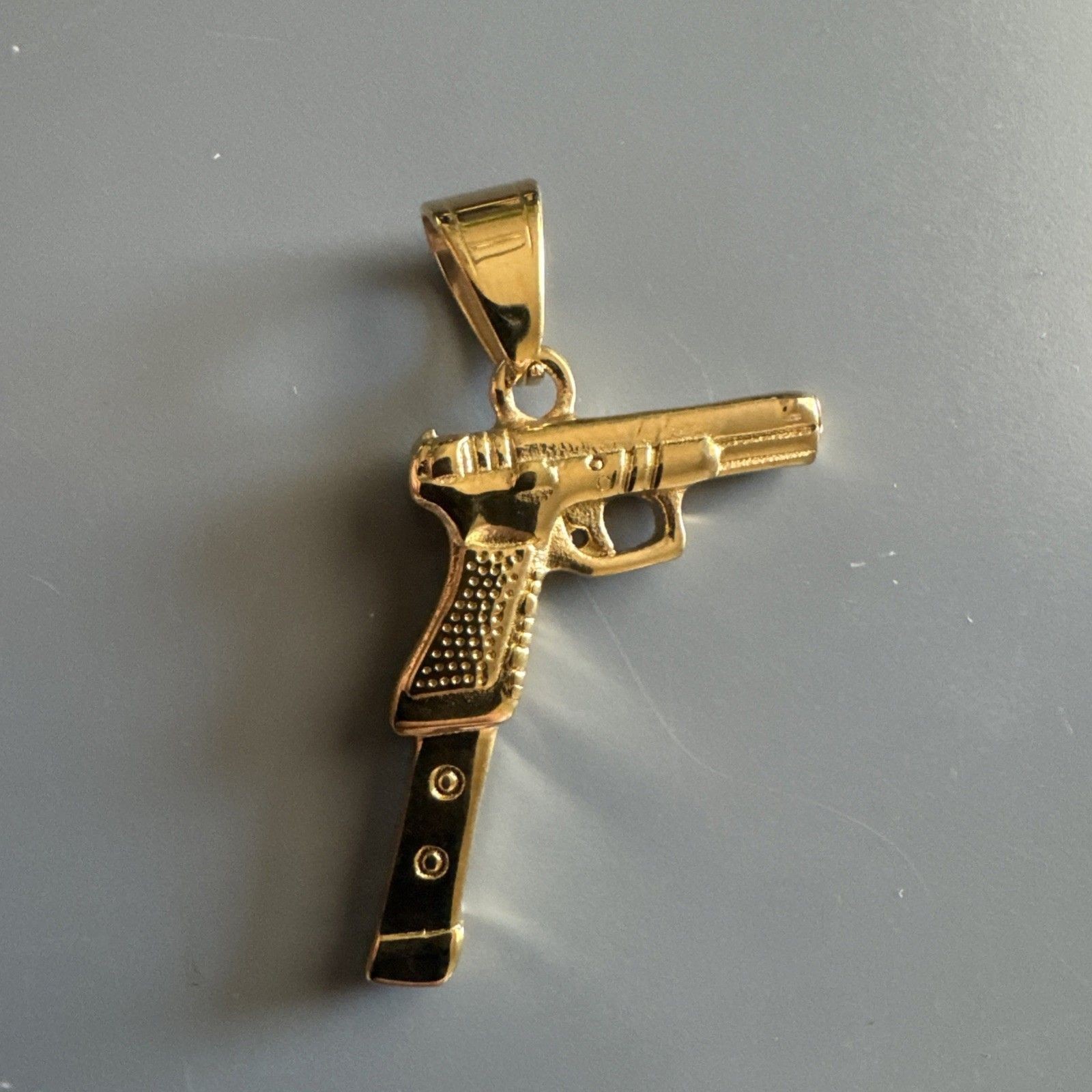 Stainless Steel Pendant Gun Glock Extended Clip Hip Hop Street Wear 24” Chain