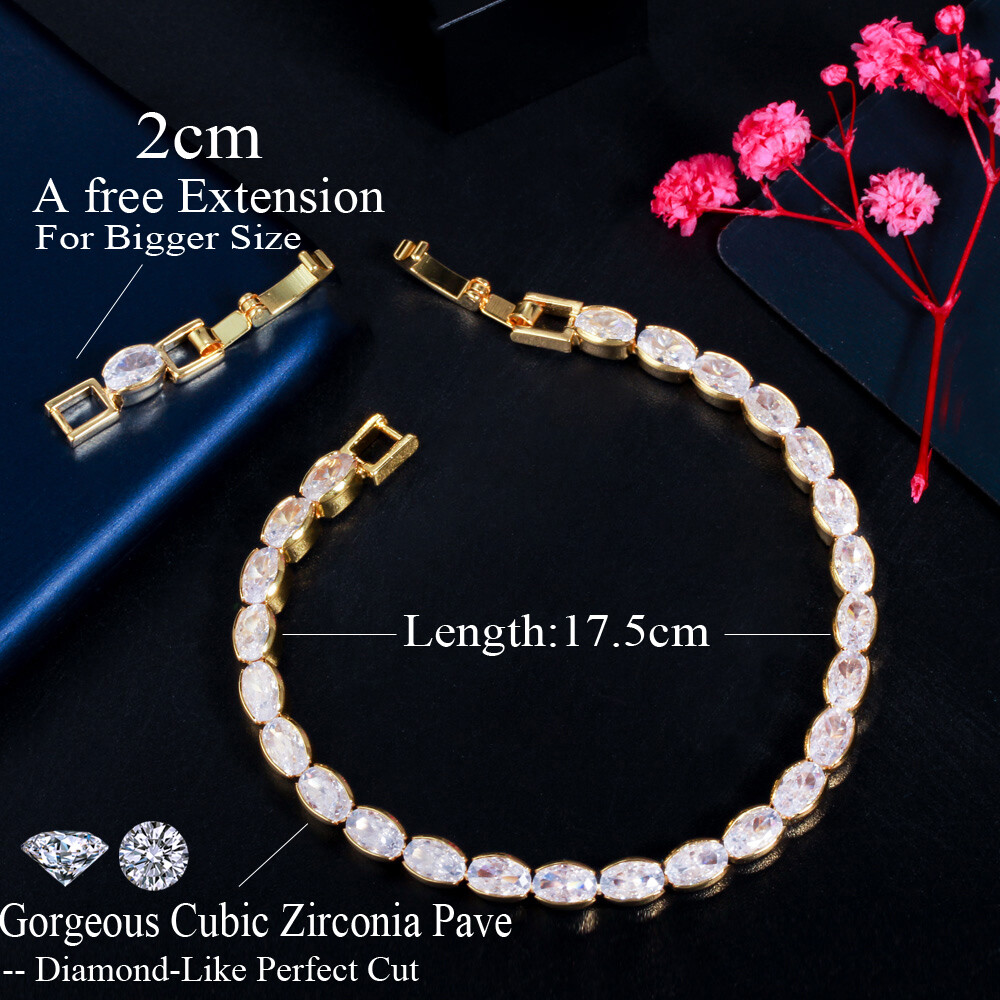 Silver Plated Cubic Zirconia Crystal Oval Bracelet Bridal Pageant Bangle Jewelry