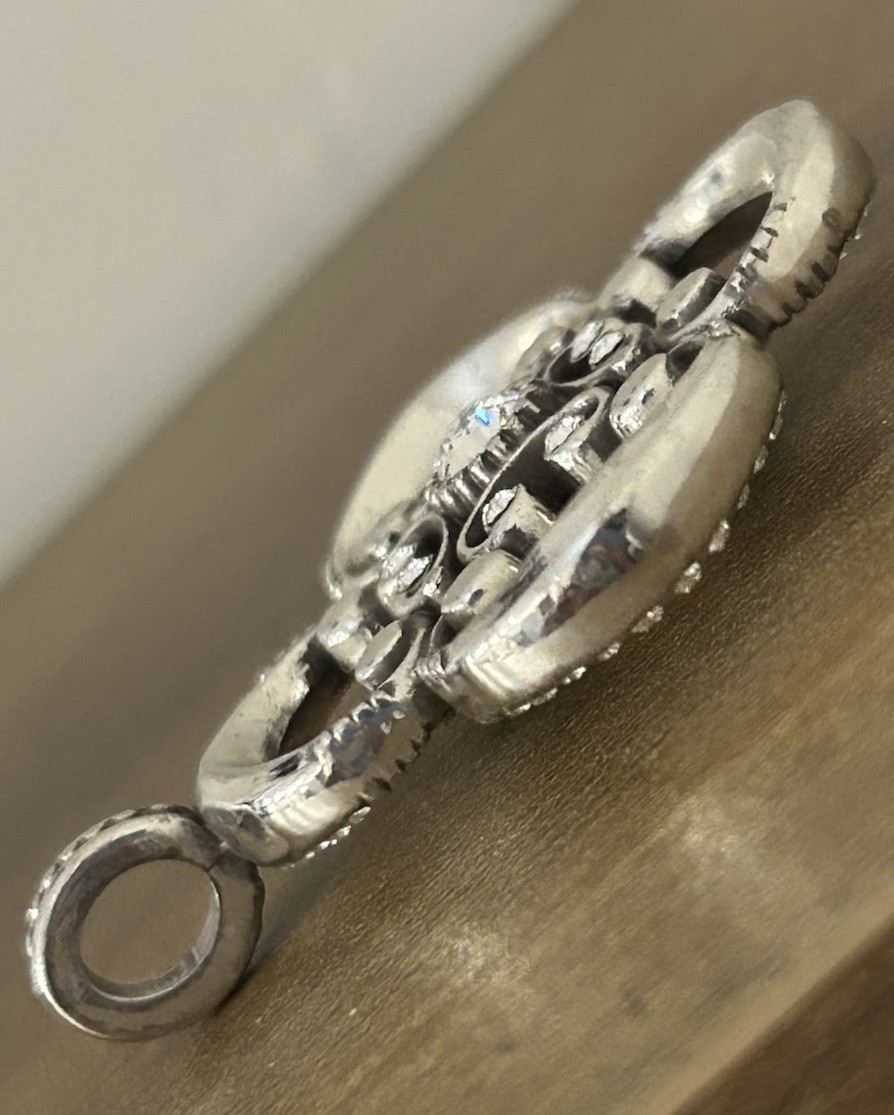 Brighton Clover Shaped Silver Plated Pendant With Crystals Reversible
