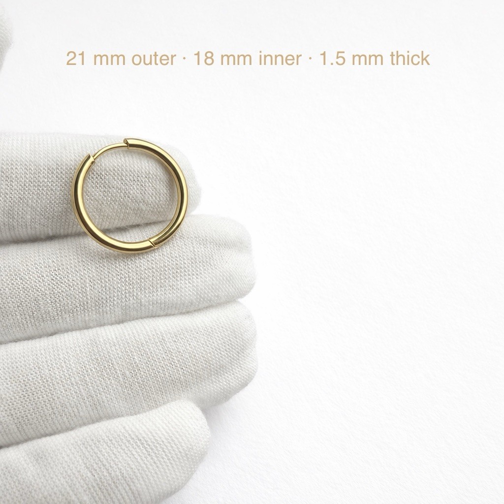 Gold Huggie Hoop Earrings Stainless Steel Hypoallergenic Clicker Sleeper Unisex