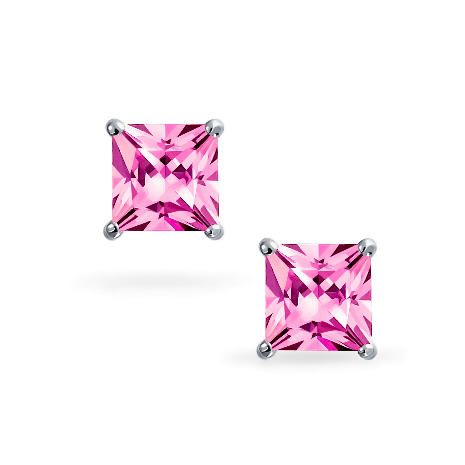 1/2 Ct Stud Earrings 14K White Gold Plated Simulated Pink Diamond Women Earrings
