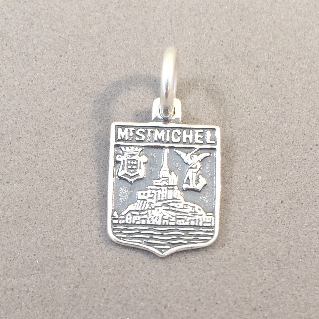 .925 Sterling Silver MONT ST MICHEL Shield CHARM Normandy France NEW 925 TF18
