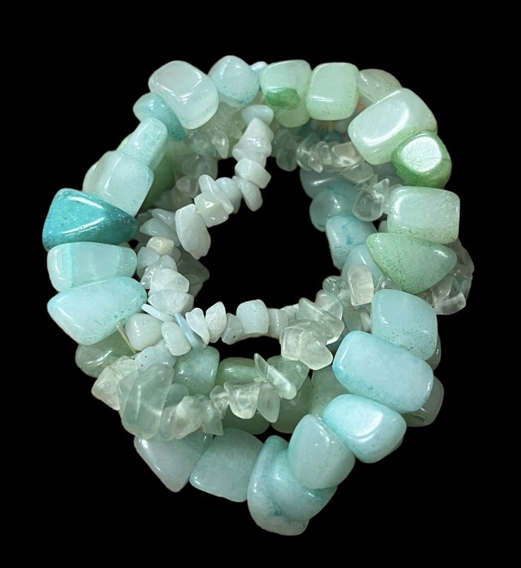 BEAUTIFUL GREEN BLUE TONES GEMS BRACELET ALL SIZES AND SHAPES JEWELRY STONES