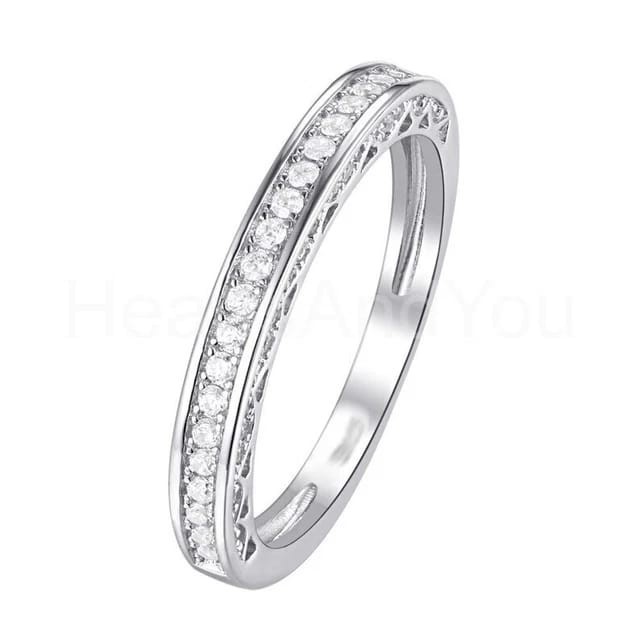 0.50 CT Round Lab-Created Diamond Wedding Band White Gold Plated 925