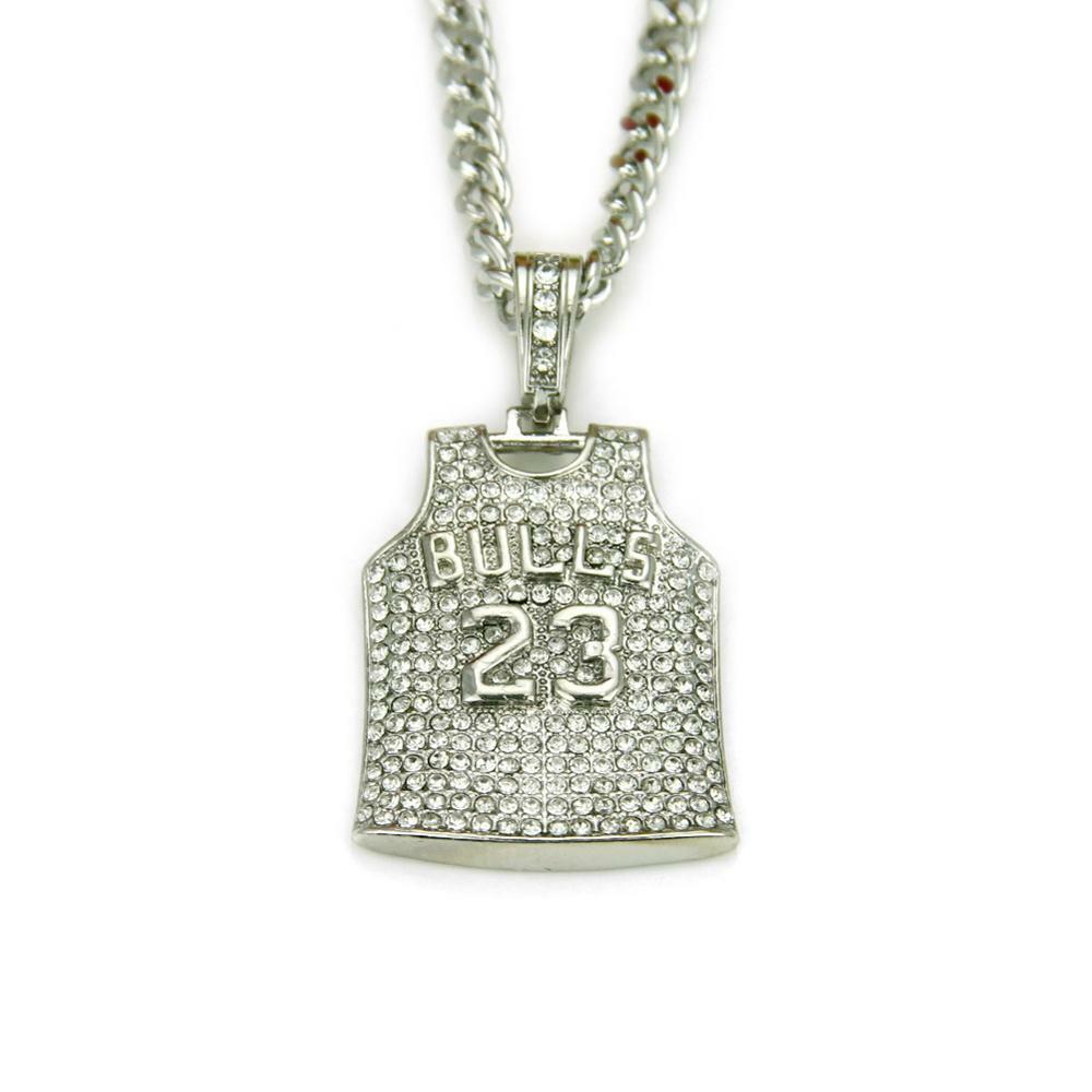 23 Chicago Bulls Michael Jordan NBA Jersey Necklace – Silver Colored – Rhineston