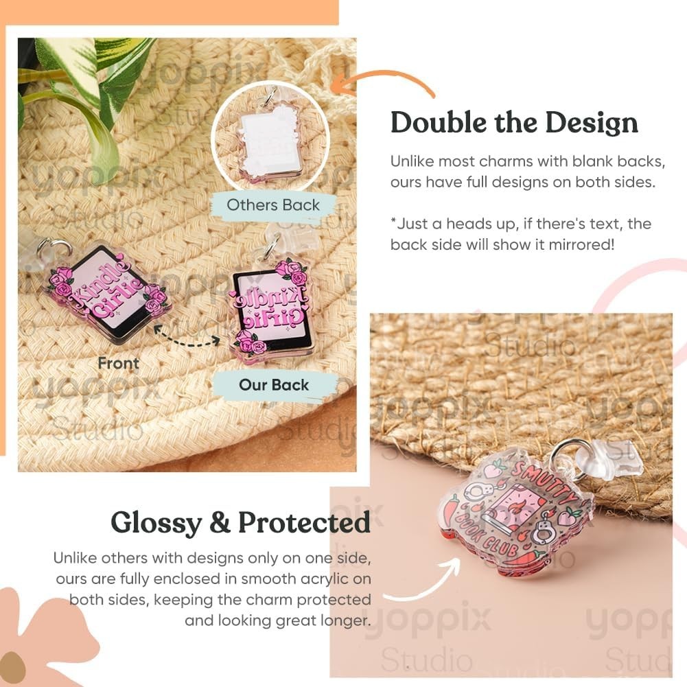 9PCS Charms for E-Reader, About Funny Theme Dust Plug Charm Compatible with T…
