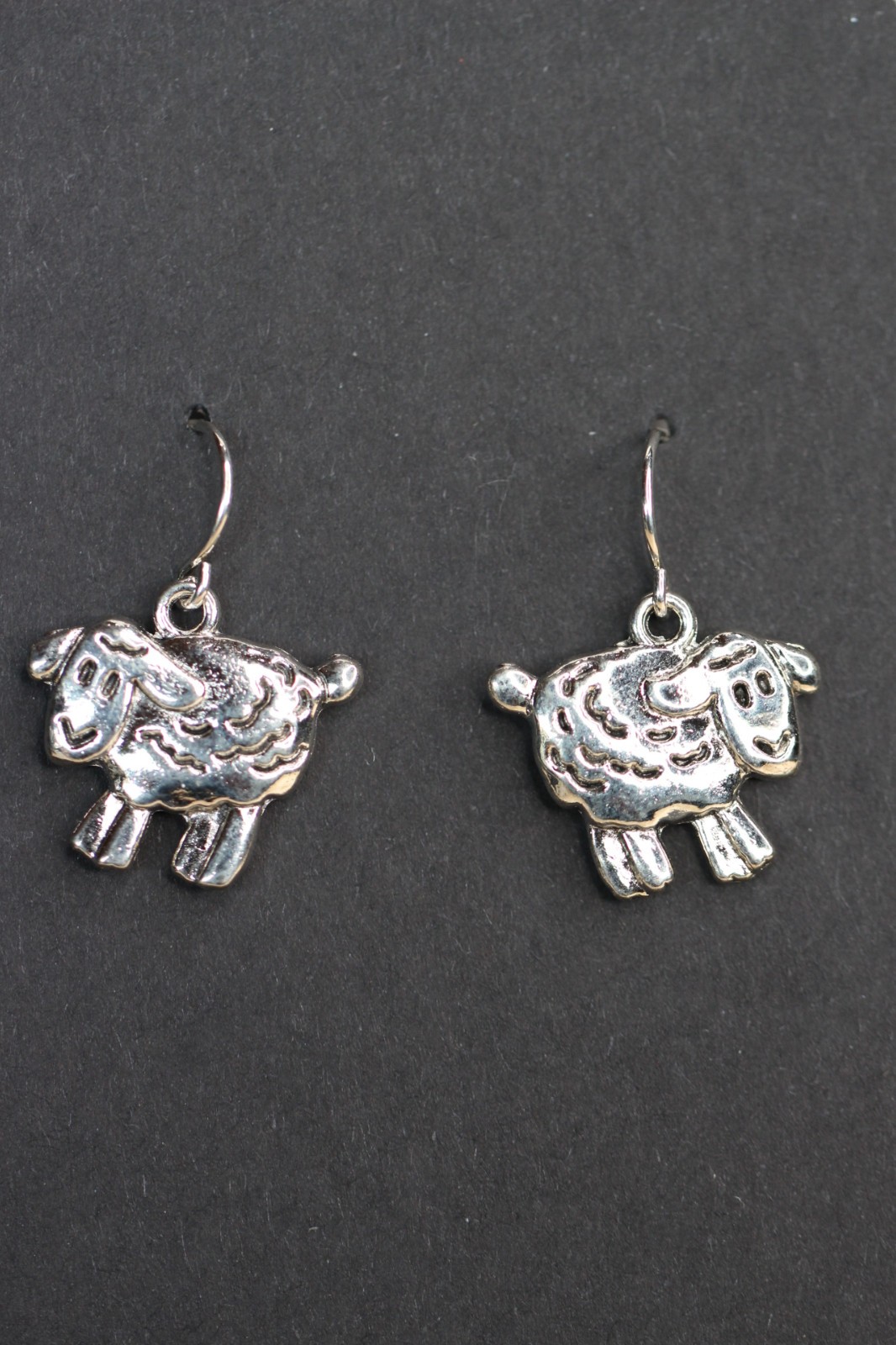 Sheep Lamb Charm Earrings 925 Sterling Silver Hooks Pewter Charms 1″ Animal