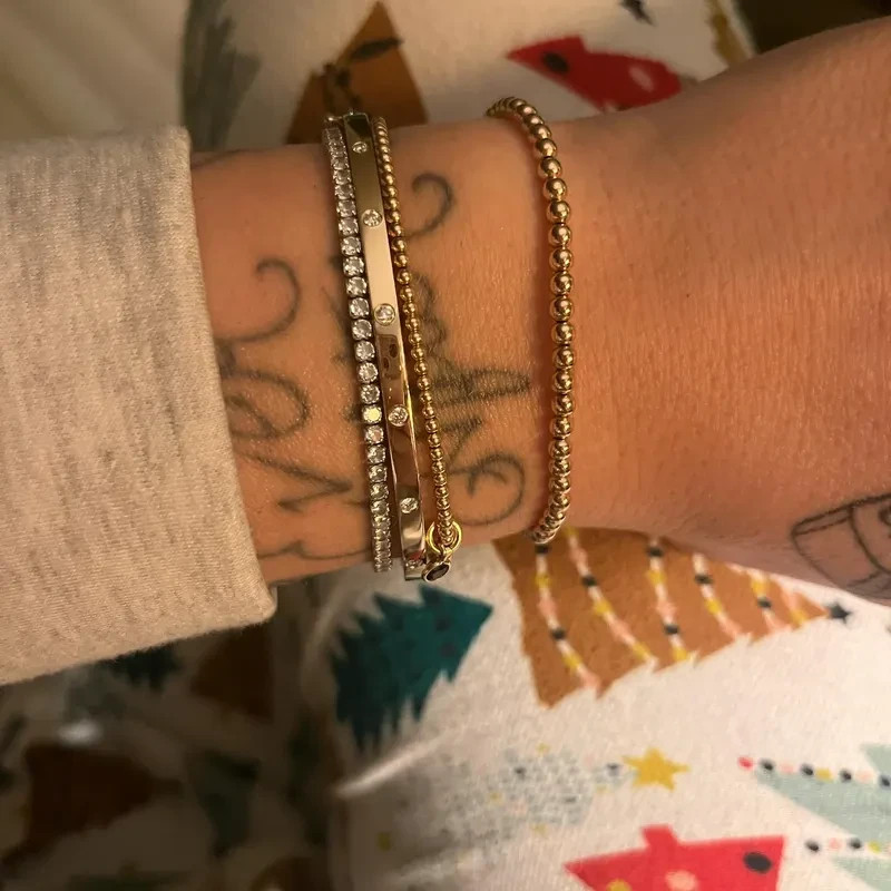 Vintage Dainty 2-3mm Gold Filled Beaded Layering Bracelet Stretchy Jewelry Gifts