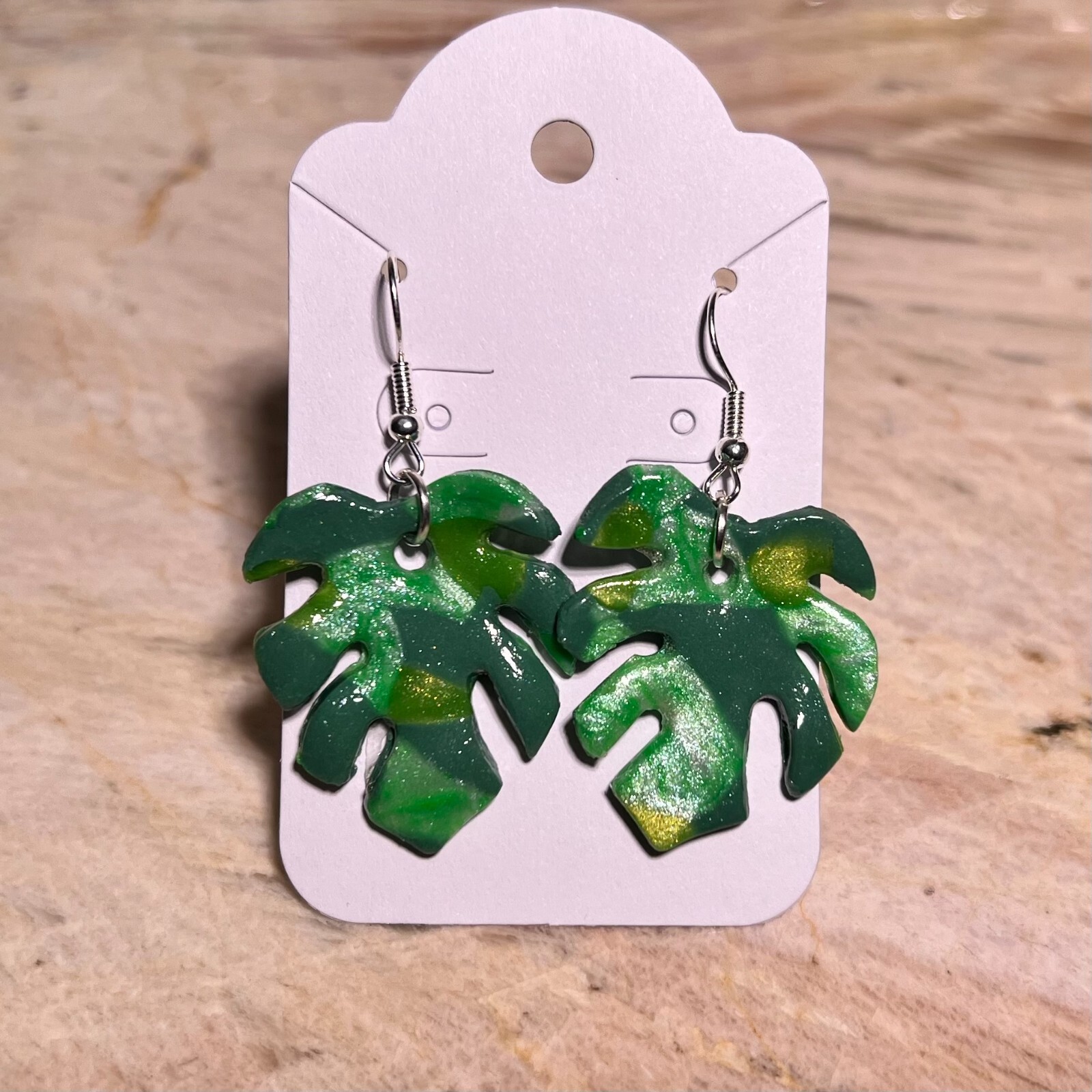 MONSTERA CLAY EARRINGS HANDMADE, GLAZED GREAT GIFT IDEA (SELECT FROM PHOTOS) #1