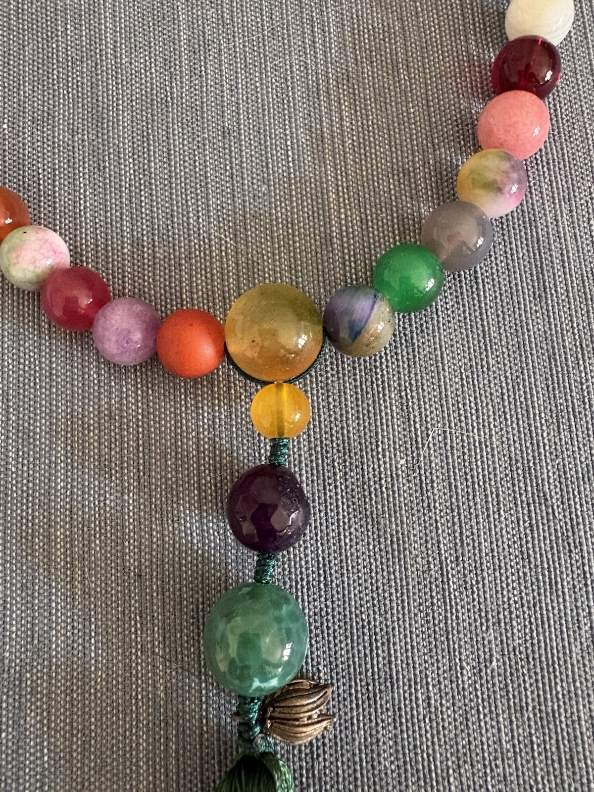 Boho Long Beaded Necklace Multicolor Stone Style Tassel Pendant Statement