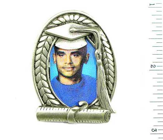 GRADUATION Photo Pin for Mother, Grandmother, Graduate Silvertone 1 3/4 Inches