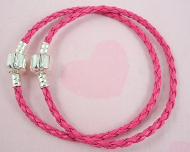 10pcs Braided Leather Charm Bracelets Fit European Bead 20cm. Choose Colours L07