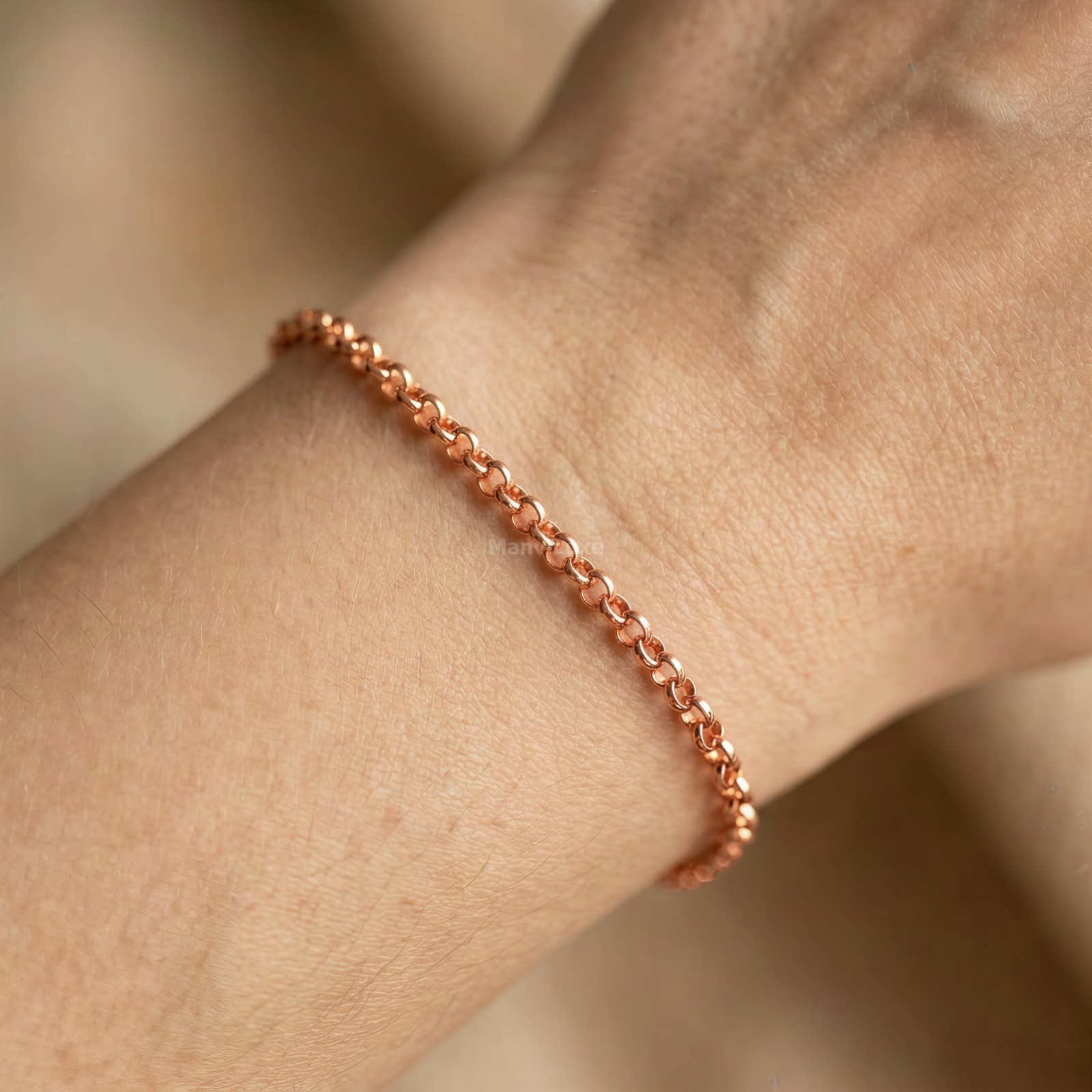 8″ Manvi Luxe Pure Copper Chain for Men & Women | Classic Round Rolo Chain