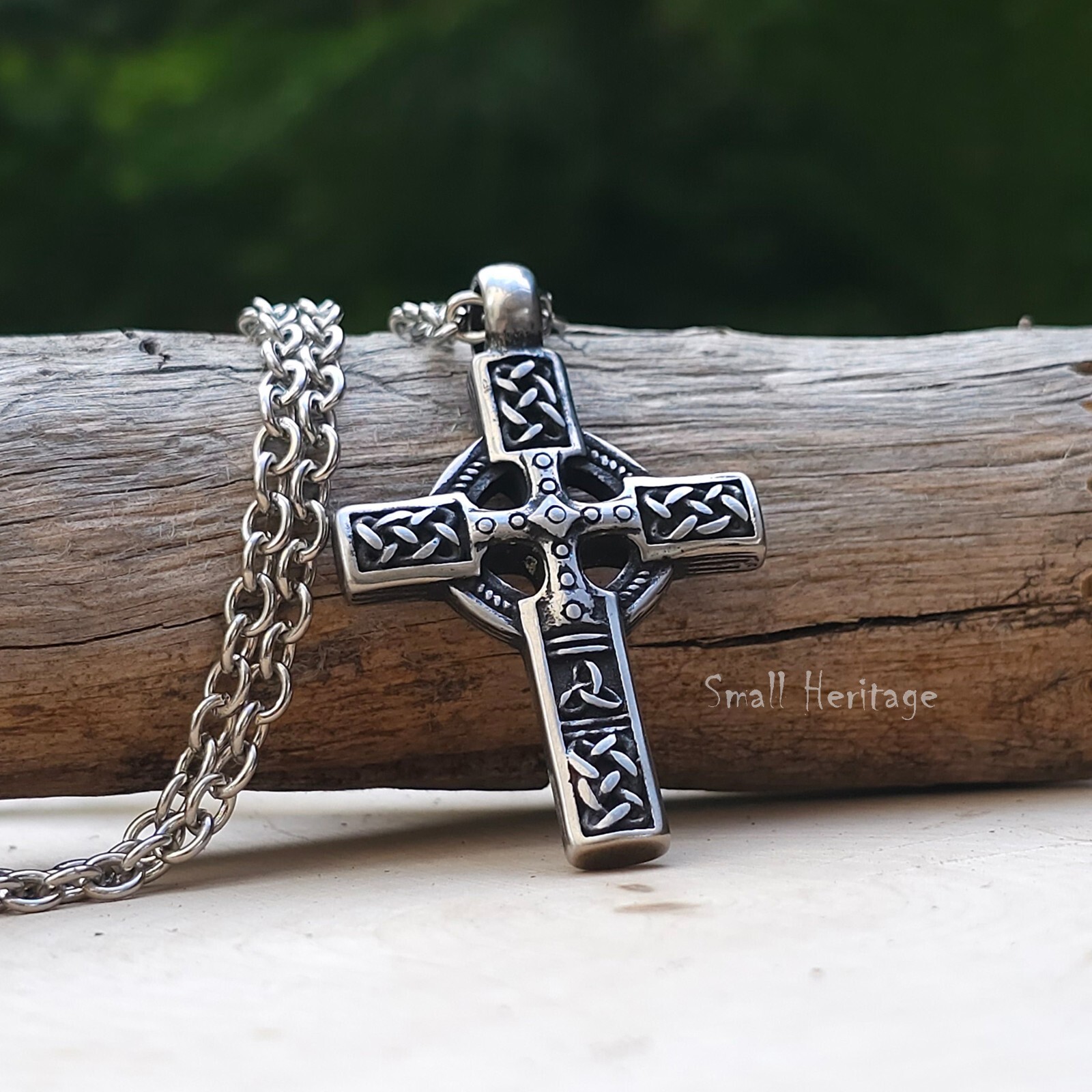 Celtic Cross Necklace Stainless Steel Viking Knot Pendant – Small Heritage