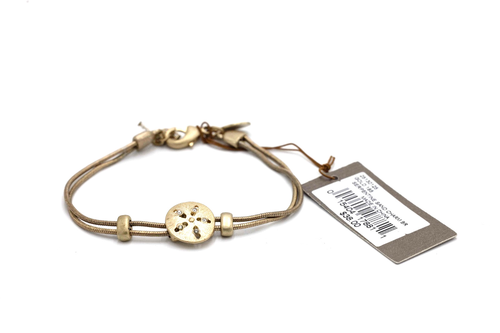 TOMMY BAHAMA Gold Tone Sand Dollar Charm Snake Chain Bracelet Adjustable NWT $38