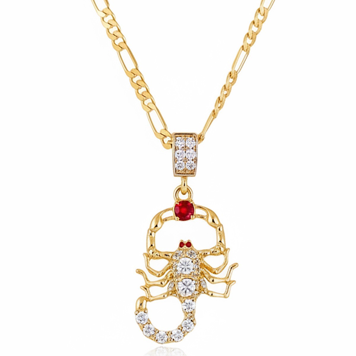 Men’s Gold Tone CZ Scorpion Pendant Necklace – 14K Real Gold Electroplated